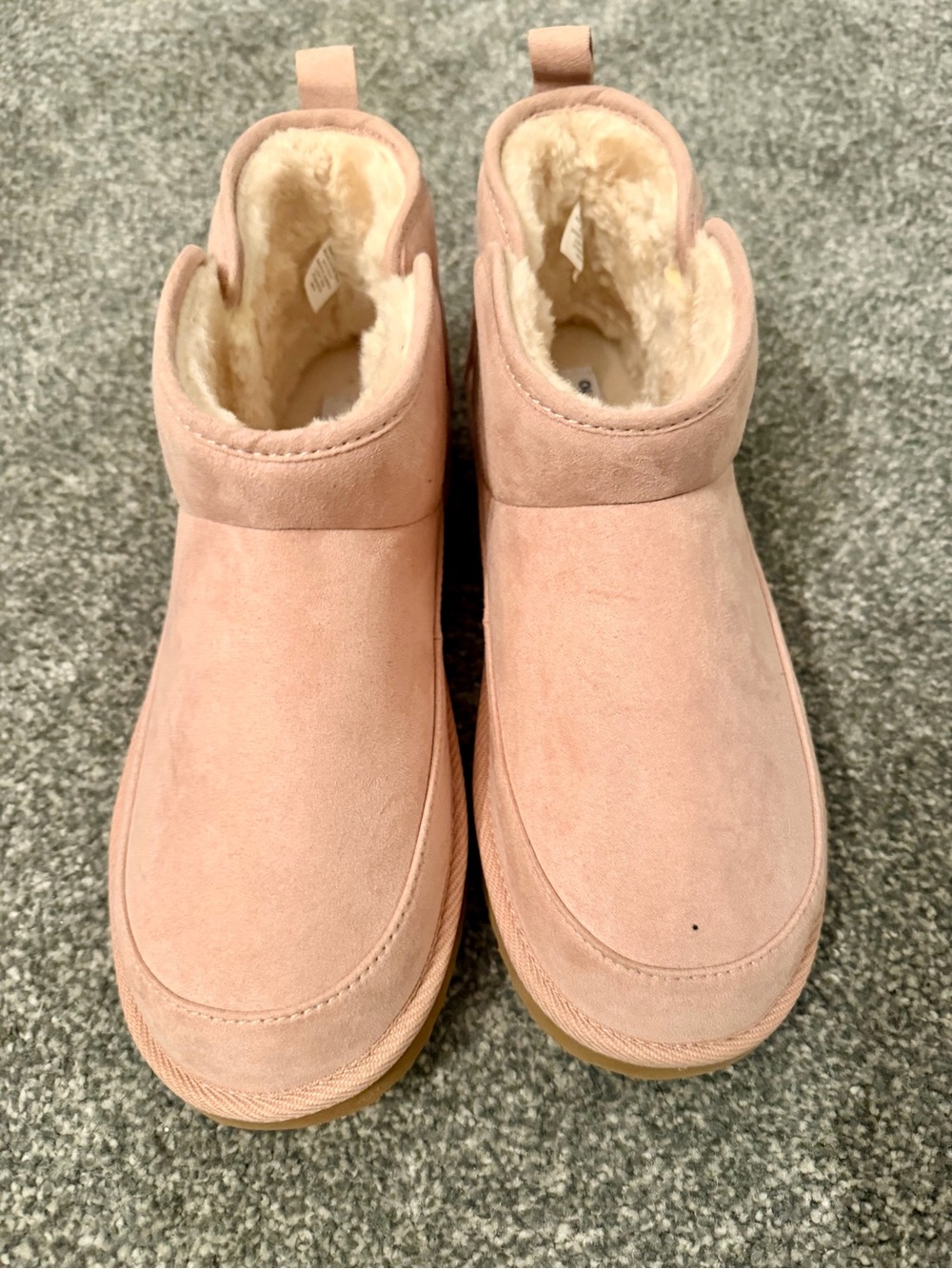 Old Navy Blush Pink Faux-Suede Shearling Slip-On Boots
